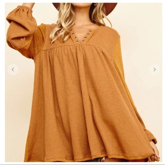 #05 Boho Chic Soft Knit Color Block Washed Tunic Top - Picture 5 of 5